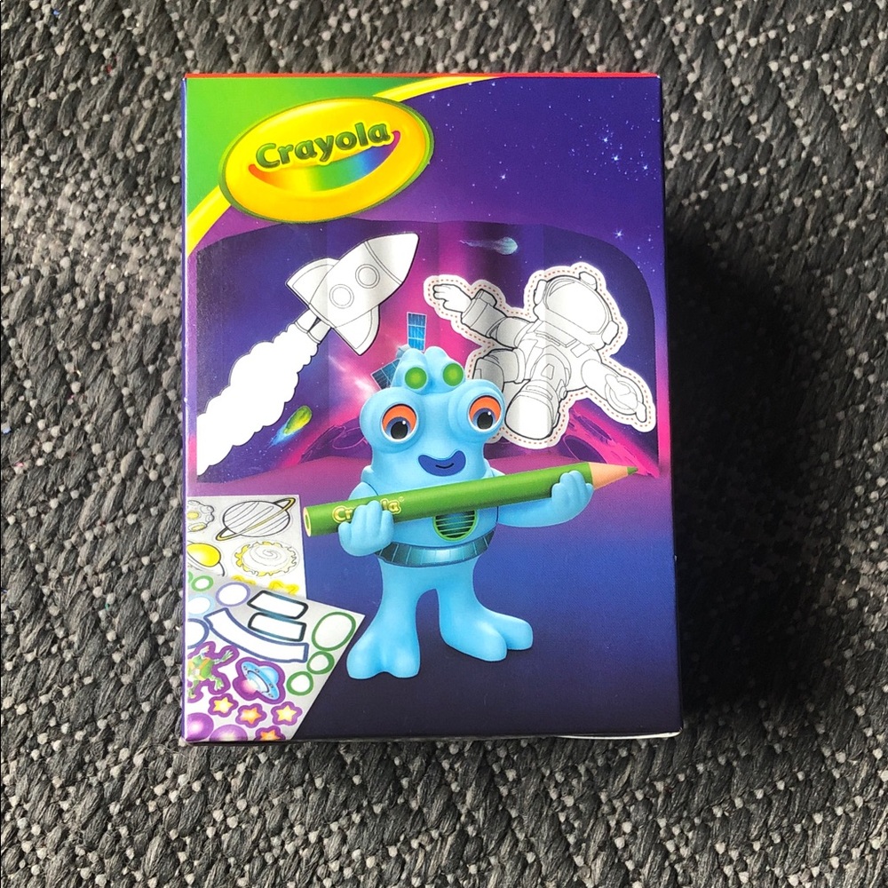 Crayola Blue Alien Sticker and Coloring Set with Green Pencil Accent